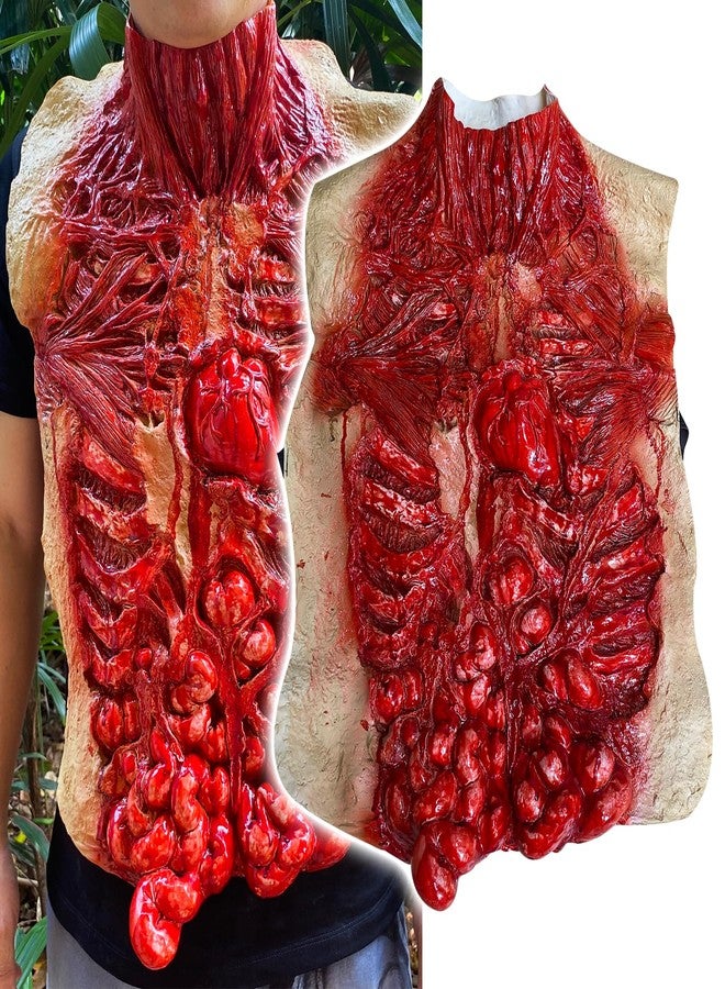 Lyxaof Bloody Intestine Scary Dead Body Halloween Prop Organ Fake Body Parts with Zombie Mask Haunted House Cosplay Costume - Image 2